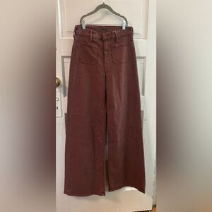 MOTHER Wide Leg Flare Jeans in Deep Burgundy